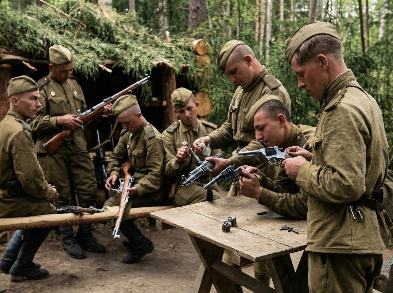 二战东线战场，苏军正在战斗打响前紧张有序地检查武器装备！

各位大神能说出照片中