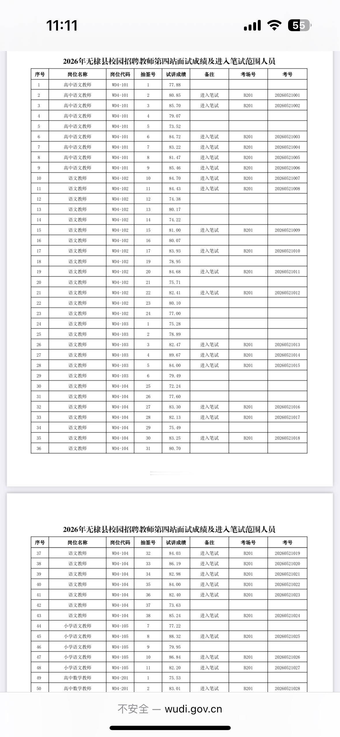 速查！滨州无棣教师招聘面试成绩公布！

发布单位：无棣县教育和体育局
通知信息：