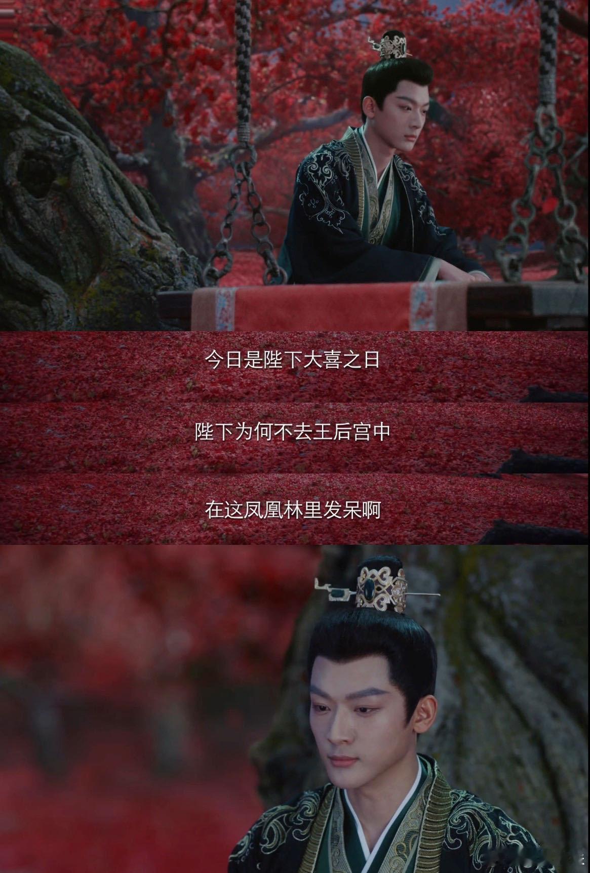 #玱玹真的要碎了#玱玹大婚当晚来到亲手为小夭种植的凤凰林。灿烂的凤凰花破碎的他，