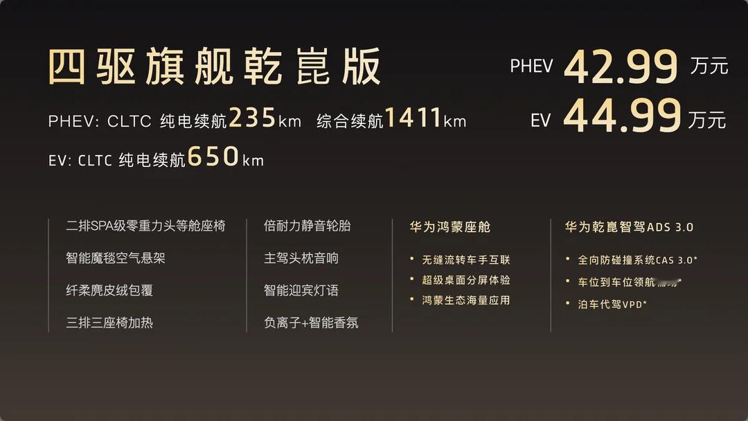全新岚图梦想家正式售价公布了：四驱卓越鲲鹏版 PHEV 售价 32.99 万元、