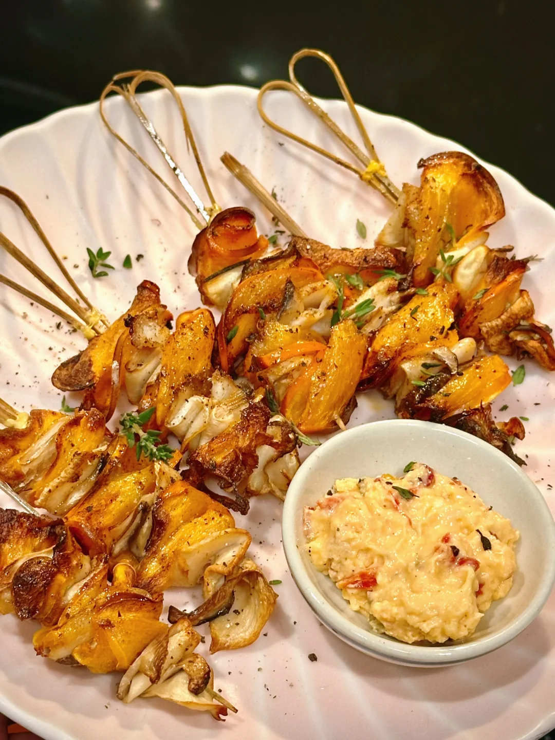 柿子杏鲍菇烤串🍢搭配很叛逆，口感很惊艳😋