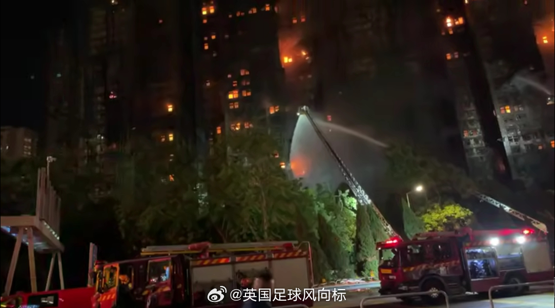 11月27日凌晨2点，香港大埔火灾，现场实时画面，现场的气温为19度，有一定的风