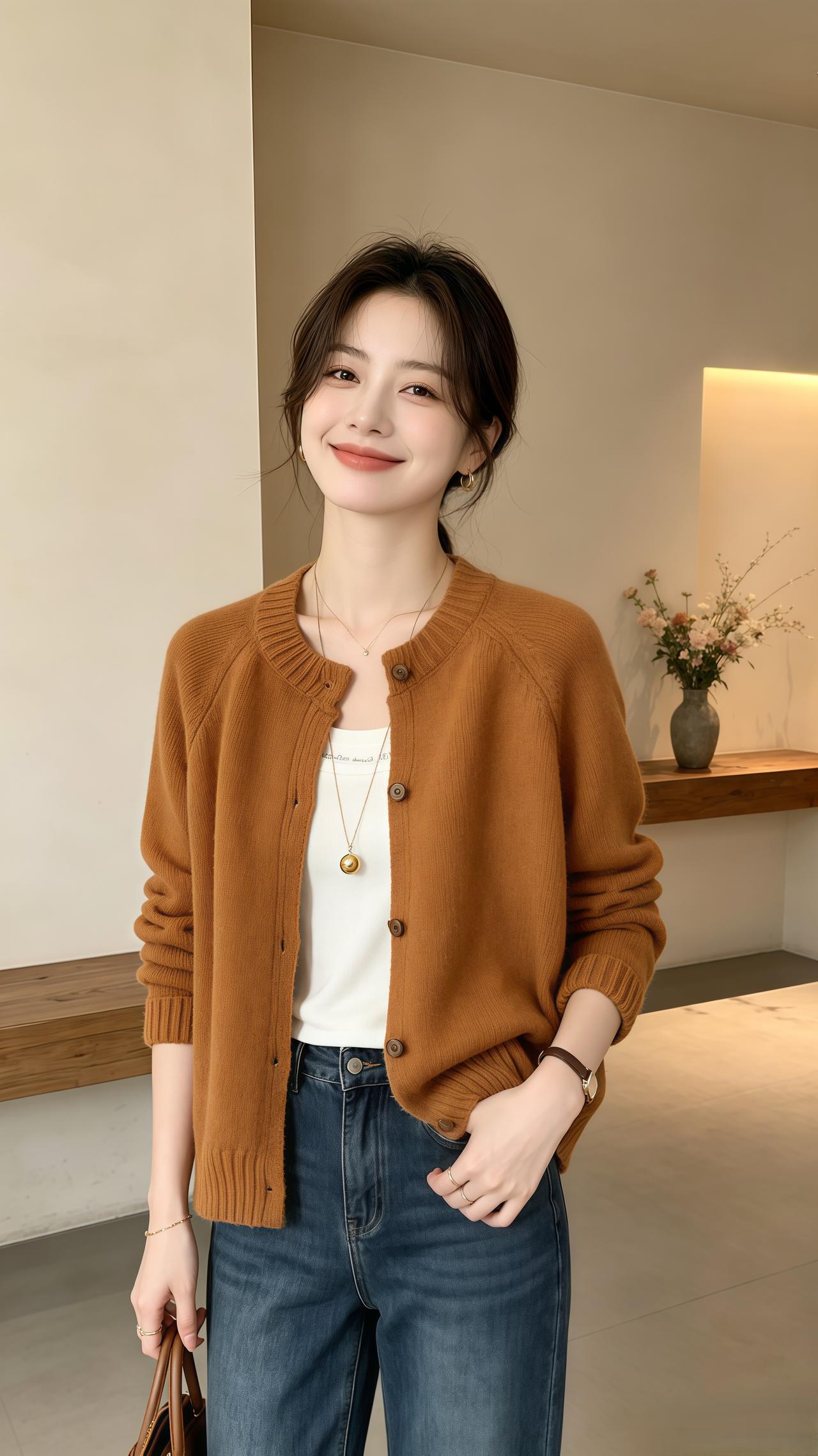 韩系穿搭 穿搭 温柔风开衫穿搭 穿搭vlog 今天穿什么