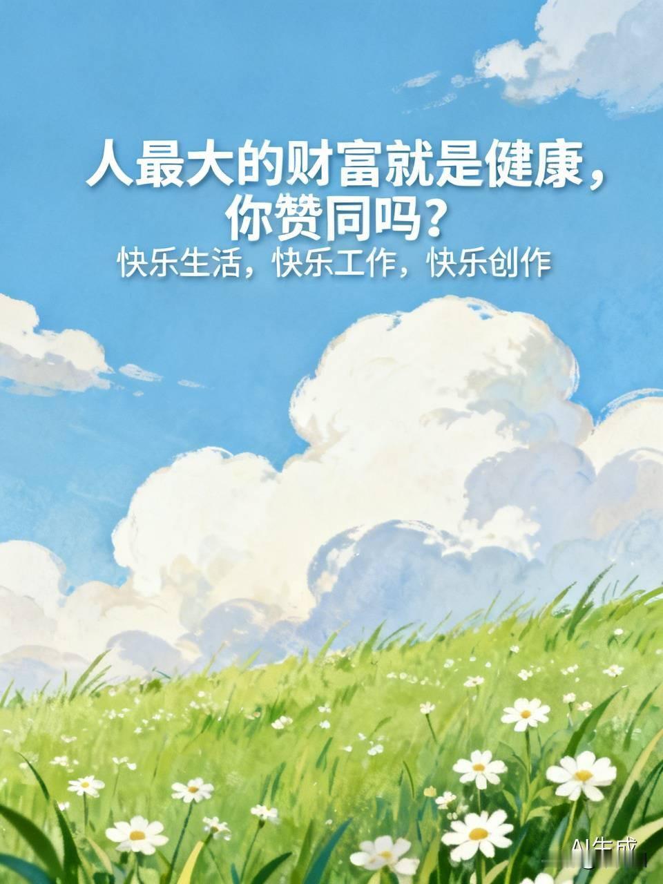 人最大的财富就是健康,你赞同吗?非常同意
未来生活，未来工作，未来创作没有健康托