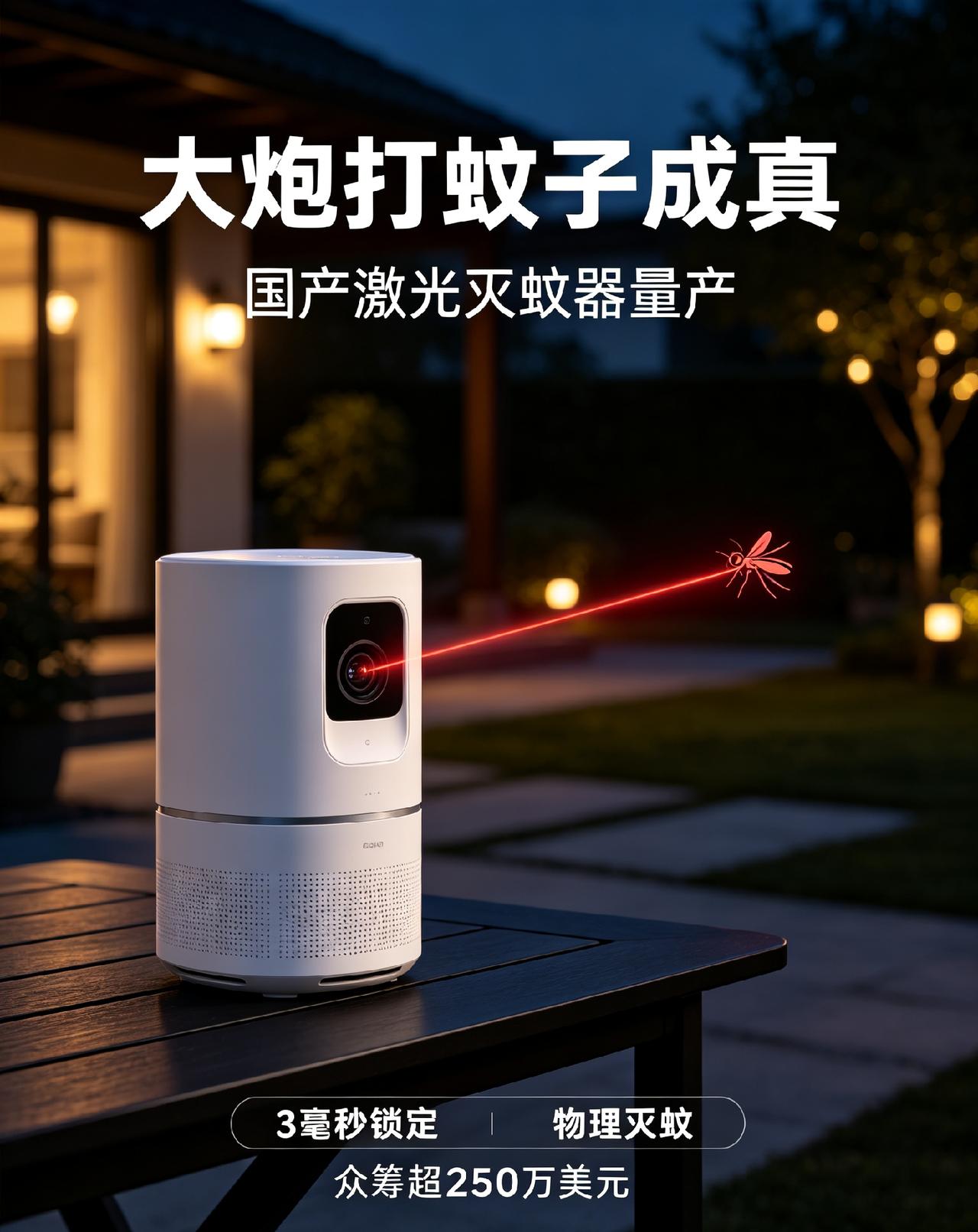 大炮打蚊子成真！国产激光灭蚊器量产，海外众筹狂揽250万美元
 
俗话说大炮打蚊