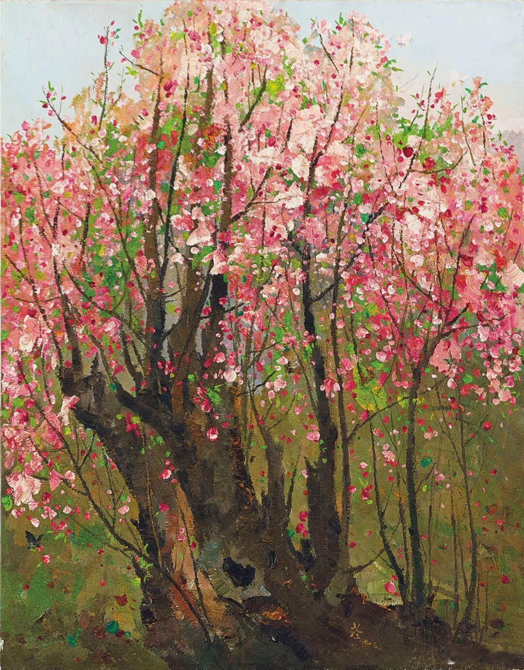 吴冠中画的桃红色主调油画红梅，前不久在苏富比，拍了一个多亿。 