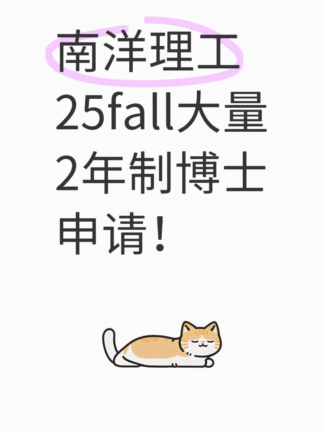 南洋理工大学25fall大量2年制博士申请！