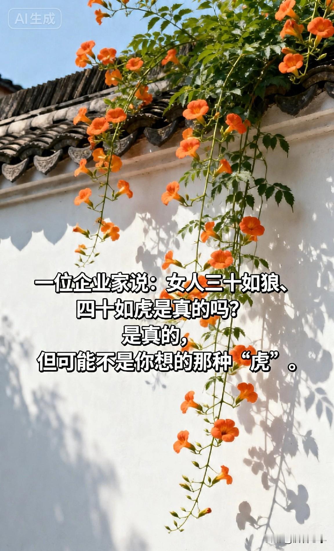 一位企业家说：女人三十如狼、四十如虎是真的吗？是真的，但可能不是你想的那种“虎”