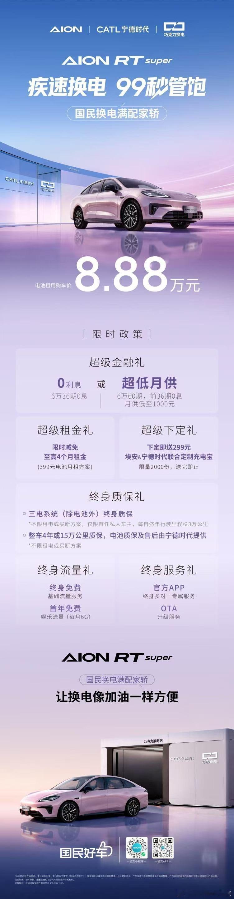 埃安RTsuper，8.88万元满配上市让换电像加油一样方便现在购车还可享6⃣️