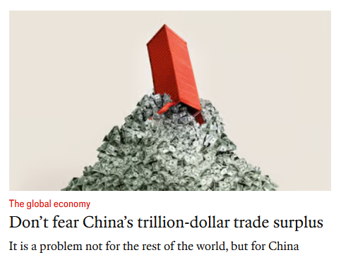 《经济学人》：不要害怕中国1万亿美元顺差，它不是世界的问题，而是中国的近来中国万