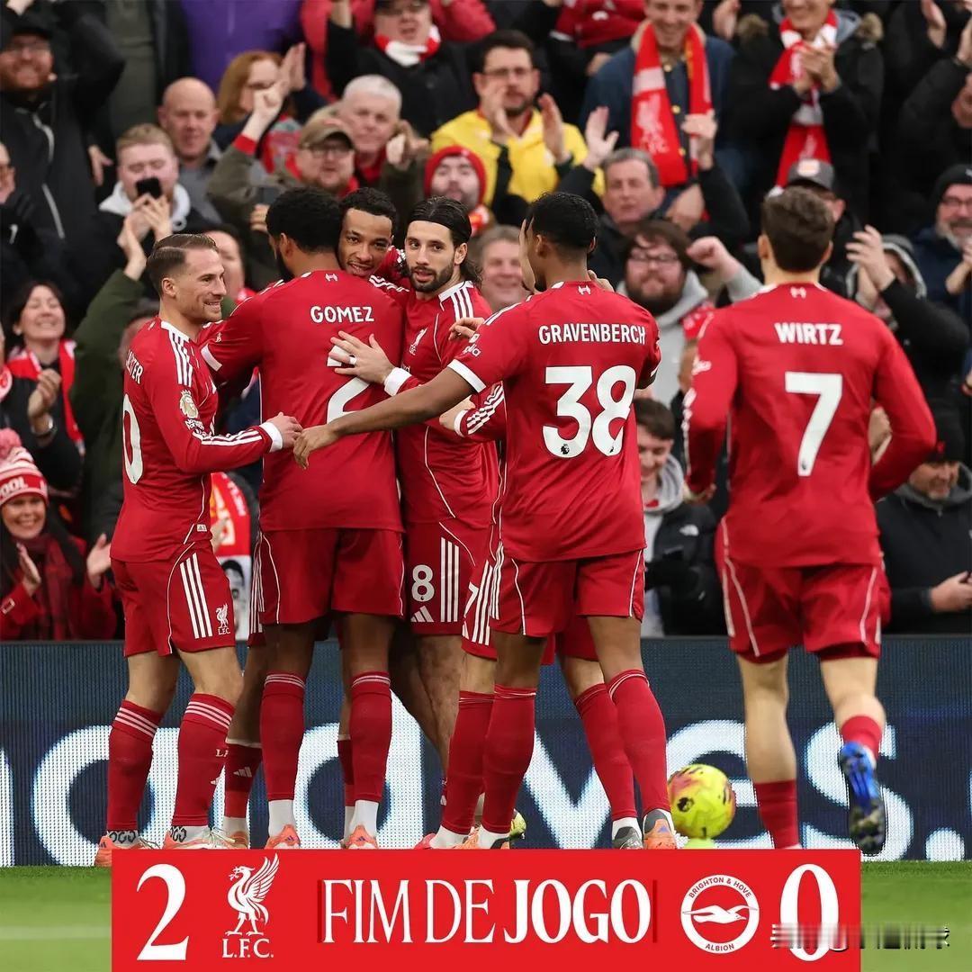 【英超第16轮利物浦2:0布莱顿】赛事短评：
1. 戈麦斯近期状态火热实属难得，