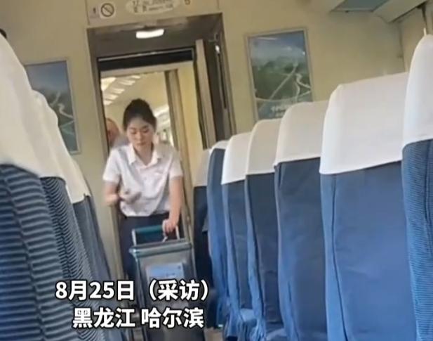 绿皮火车车厢里面人挤人，过道上时不时有人拖着行李箱来回走动，车窗外面风景往后跑，