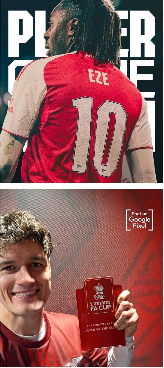 埃泽被阿森纳官方评选为了全场比赛最佳球员！不过足总杯官方评选的全场最佳是诺尔高。