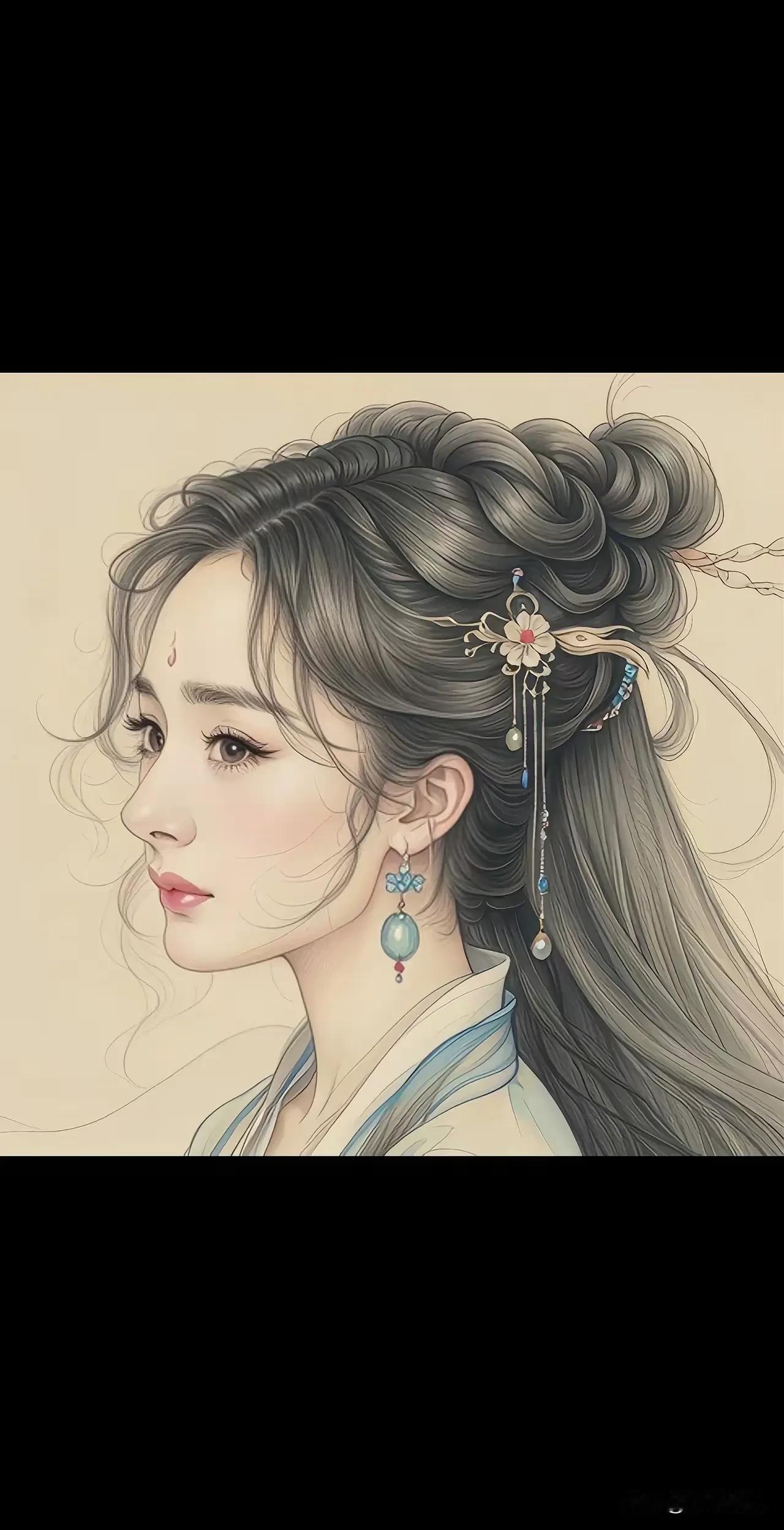 杨幂的古风画像太美了！和本人简直一模一样。她身高167，体重90斤，是娱乐圈最完