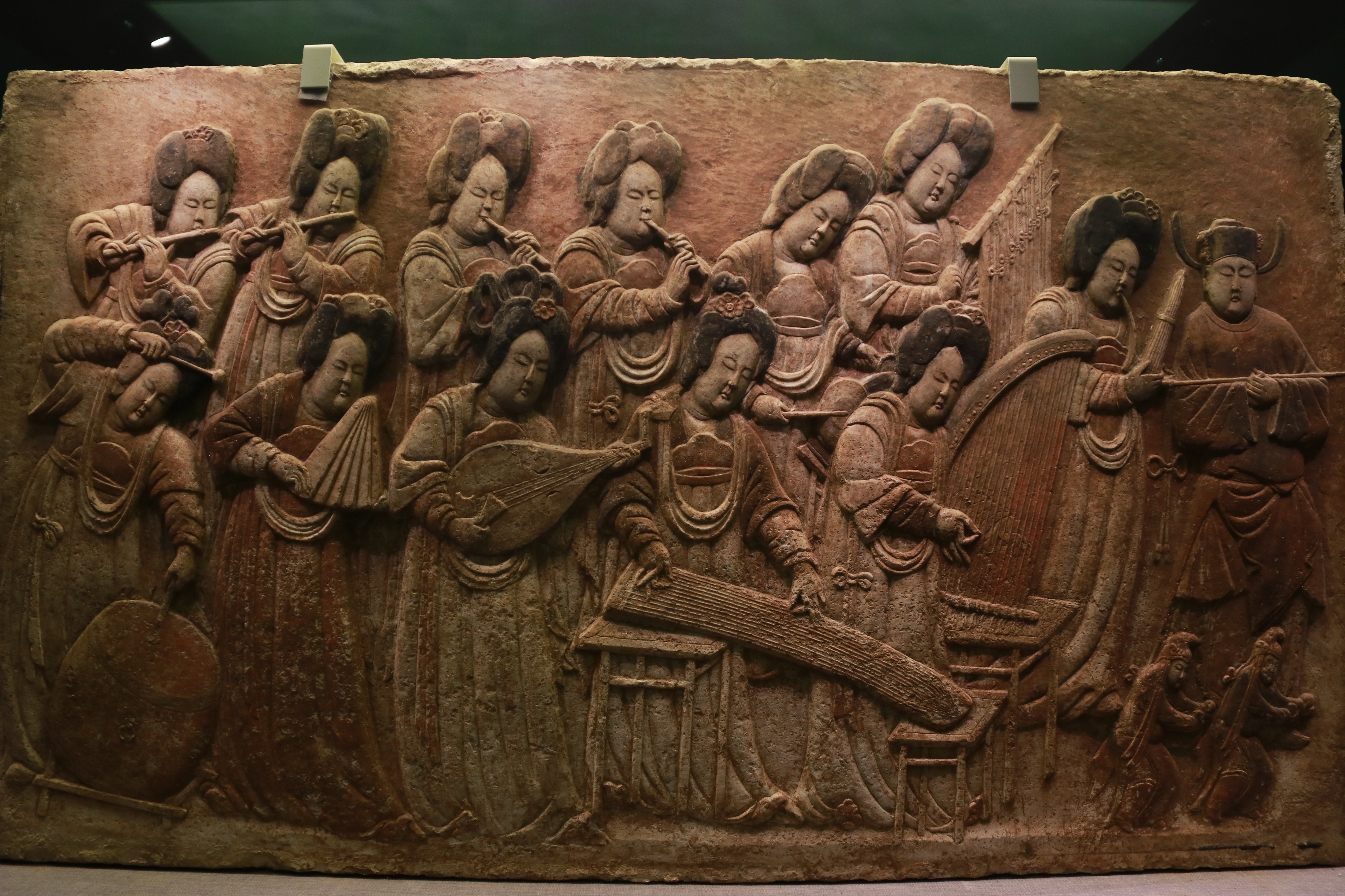 彩绘散乐浮雕 五代 河北博物院藏1995年河北省保定市曲阳县西燕川村王处直墓出土