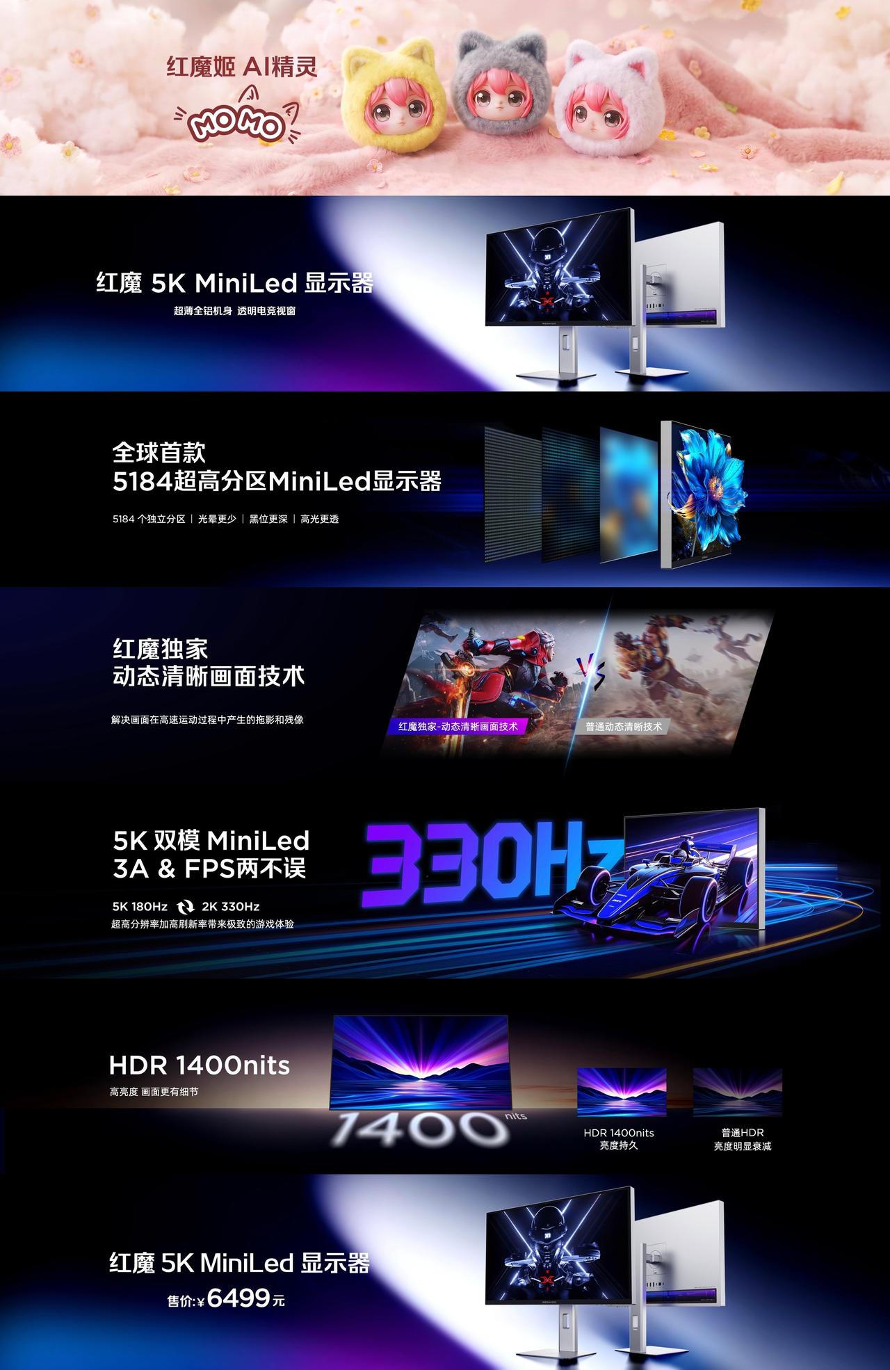 ①【红魔MoMo智能绒毛玩偶】：搭载红魔定制千问大模型，红魔玩家的专属AI伙伴。