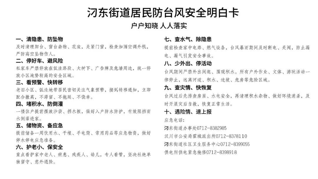 汈东街道居民防台风安全明白卡