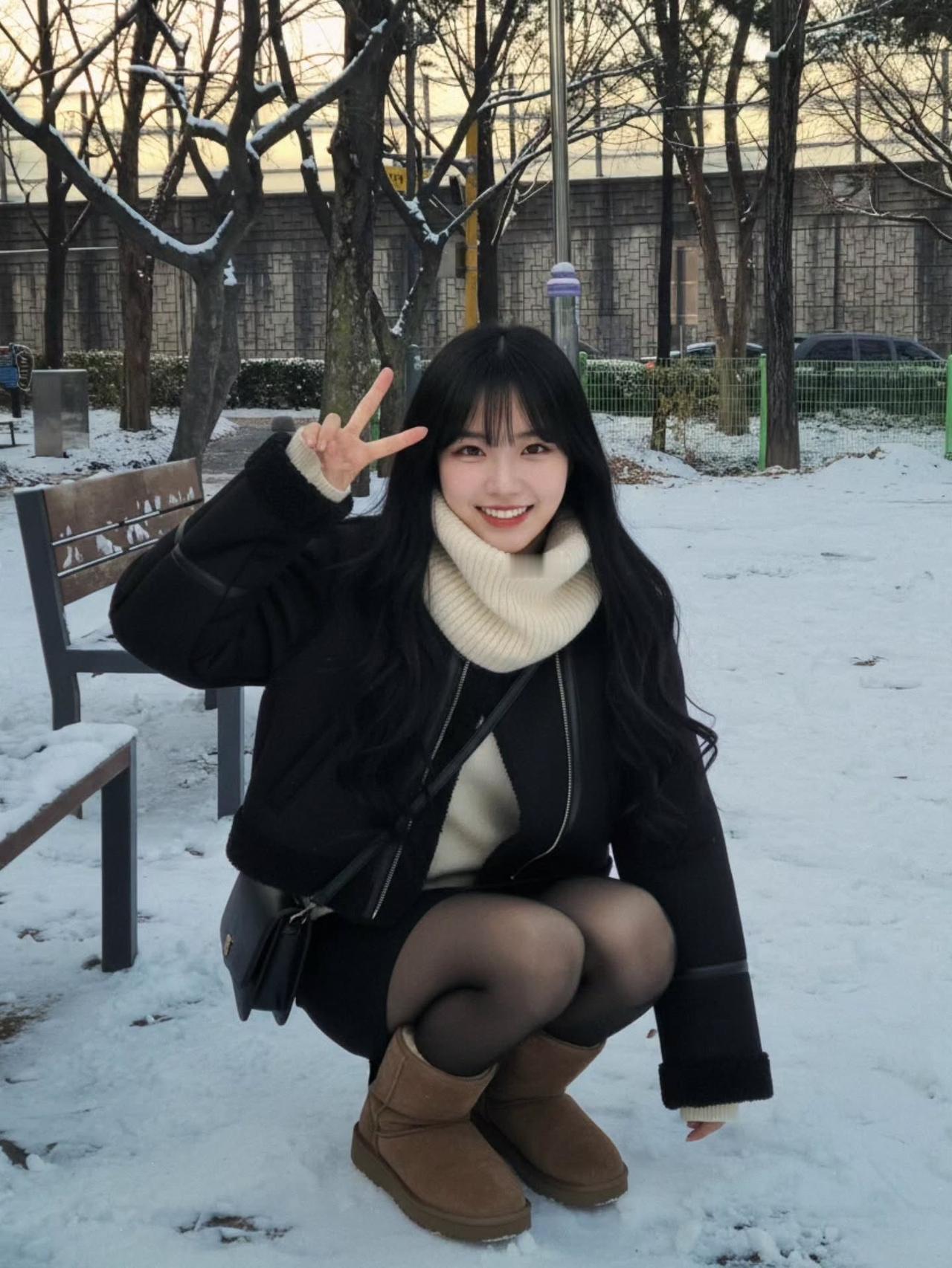晒图笔记大赛雪中俏影，笑语盈盈。