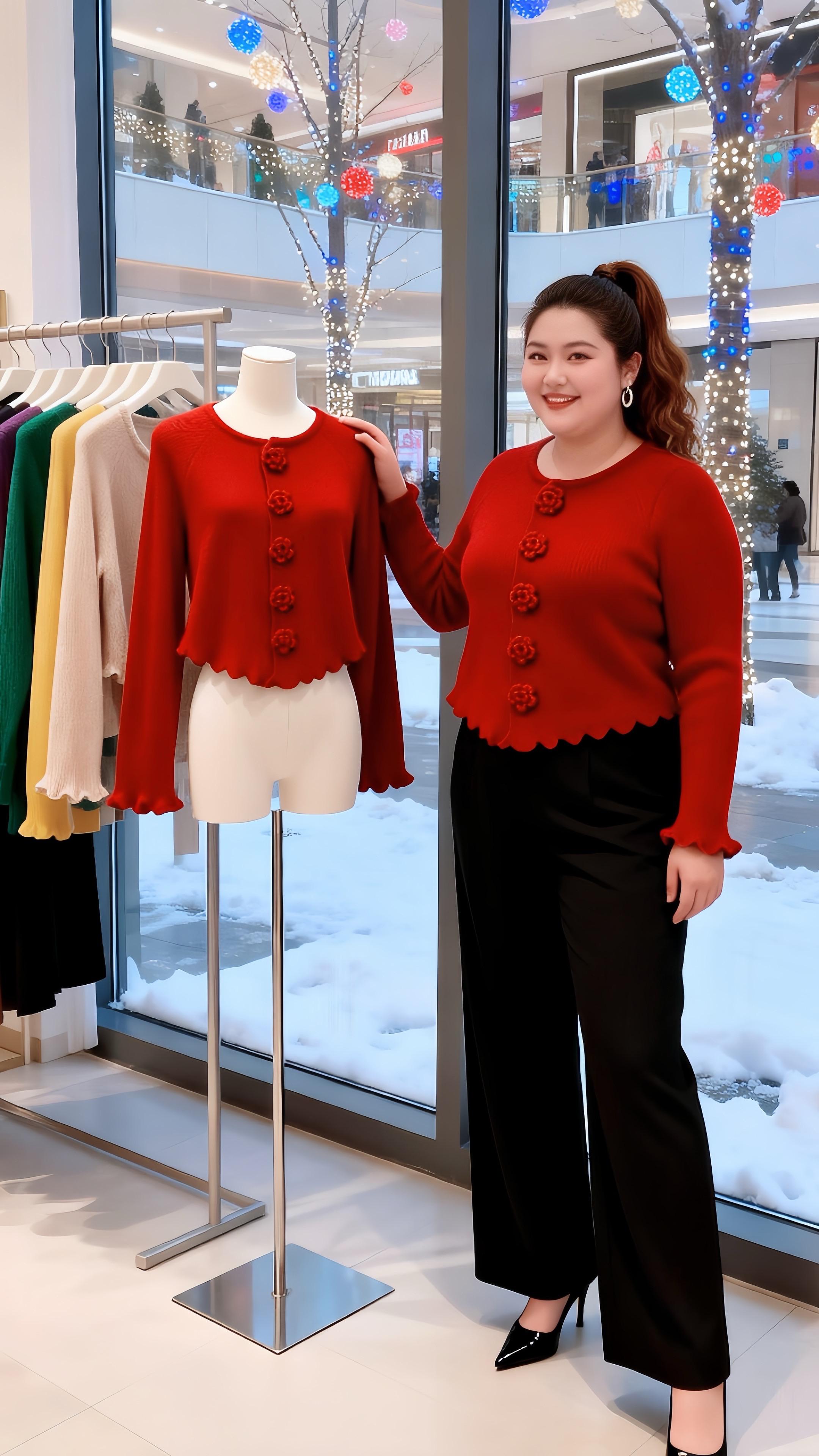 红色毛衣 跨年穿搭 大码女装 高级感穿搭 一件内搭搭出5种风格