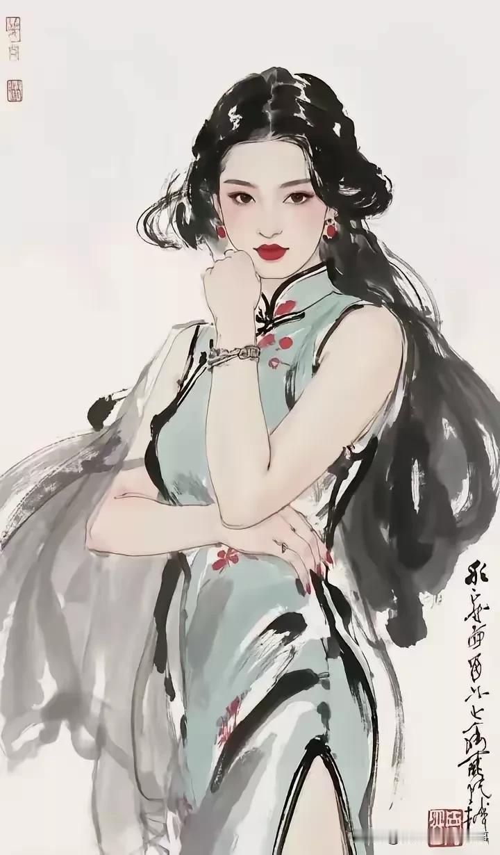 不愧是全网最美的水墨画，画中的女子，惟妙惟肖，栩栩如生，确实值得珍藏