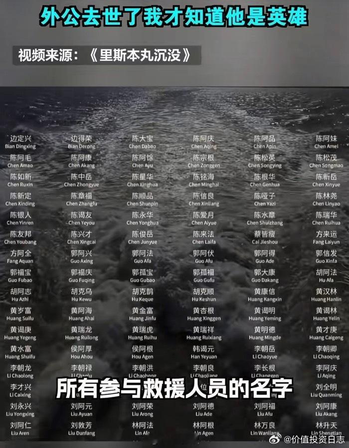 外公去世了我才知道他是英雄一位渔民的后代，因纪录片《里斯本丸沉没》片尾的“英雄墙