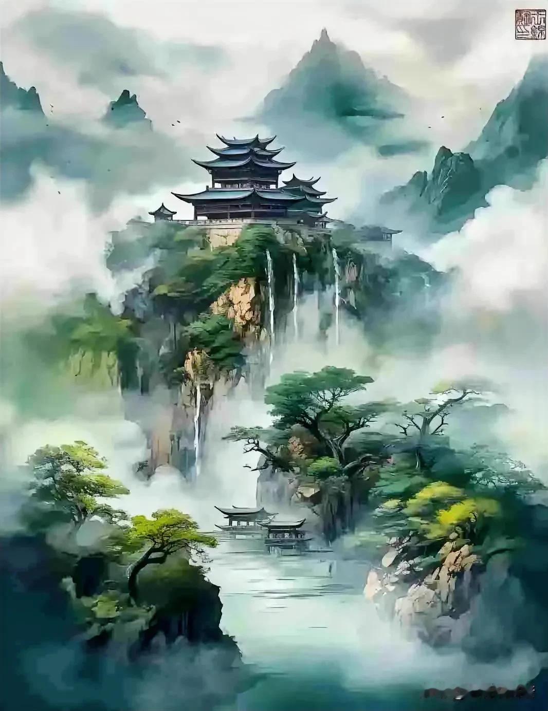 《沁园春·云海仙境》

云海茫茫，仙雾缭绕，画景如描。望群山连绵，清波荡漾，心驰