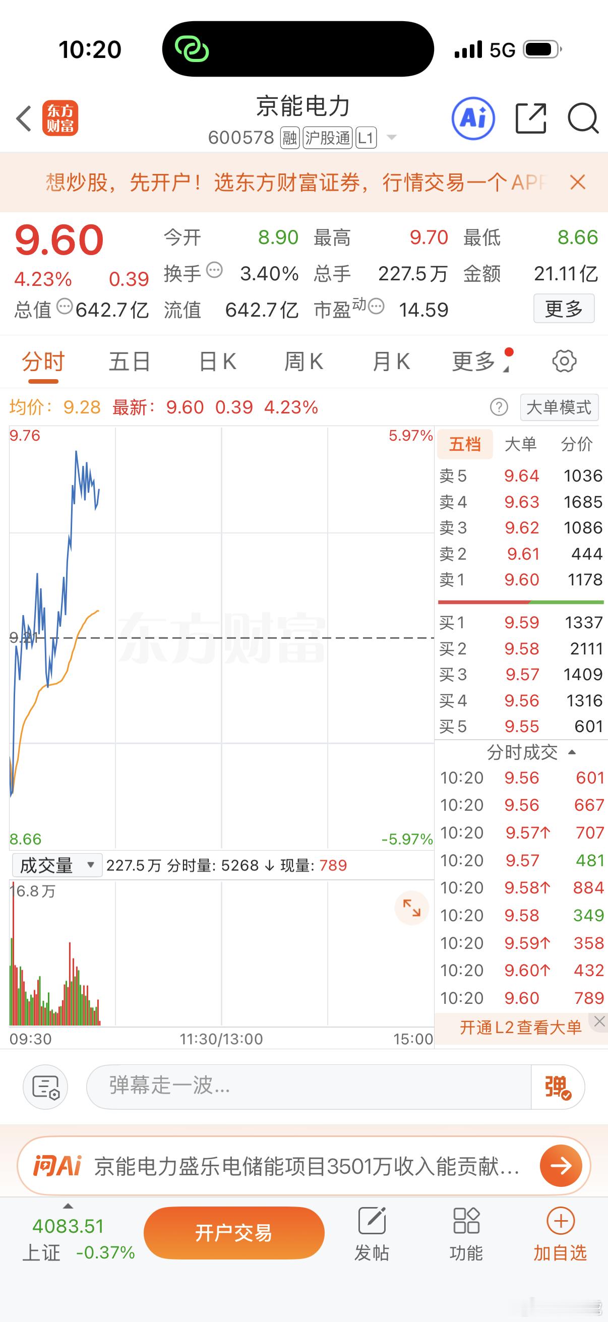 来啦来啦 真的要来了，昨日分享的京能电力现在看这动作，大家一起讨论一下涨停的回复
