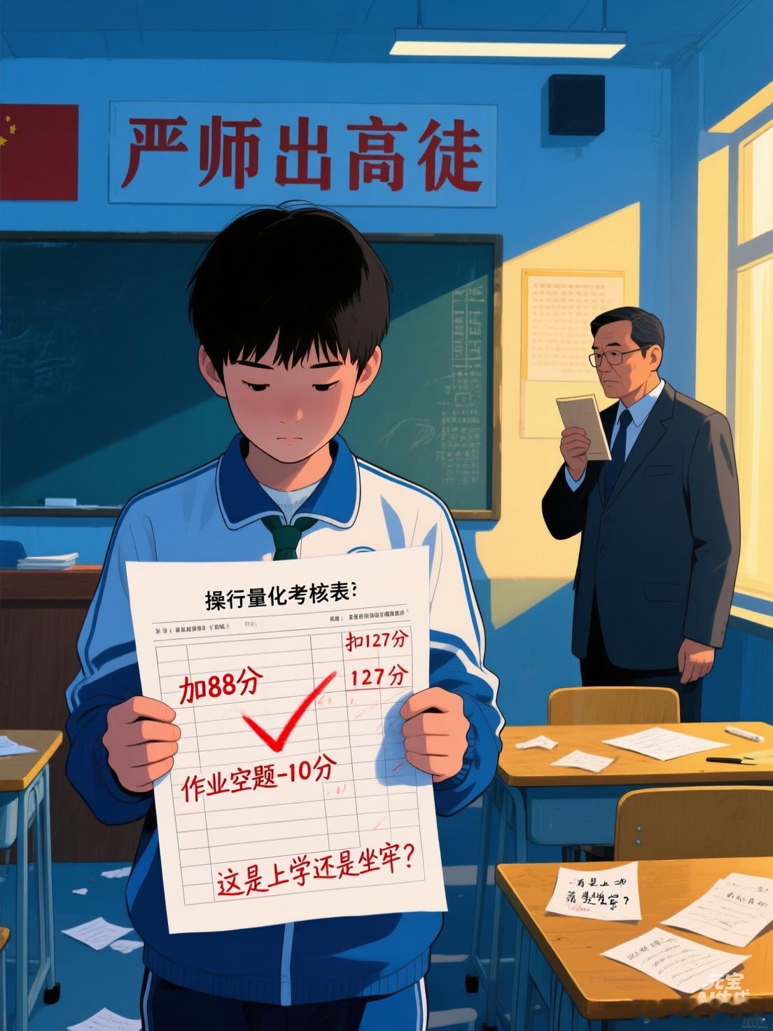 高中生因操行分不合格被劝退！加88扣127，网友：这是上学还是坐牢？先考你一个问