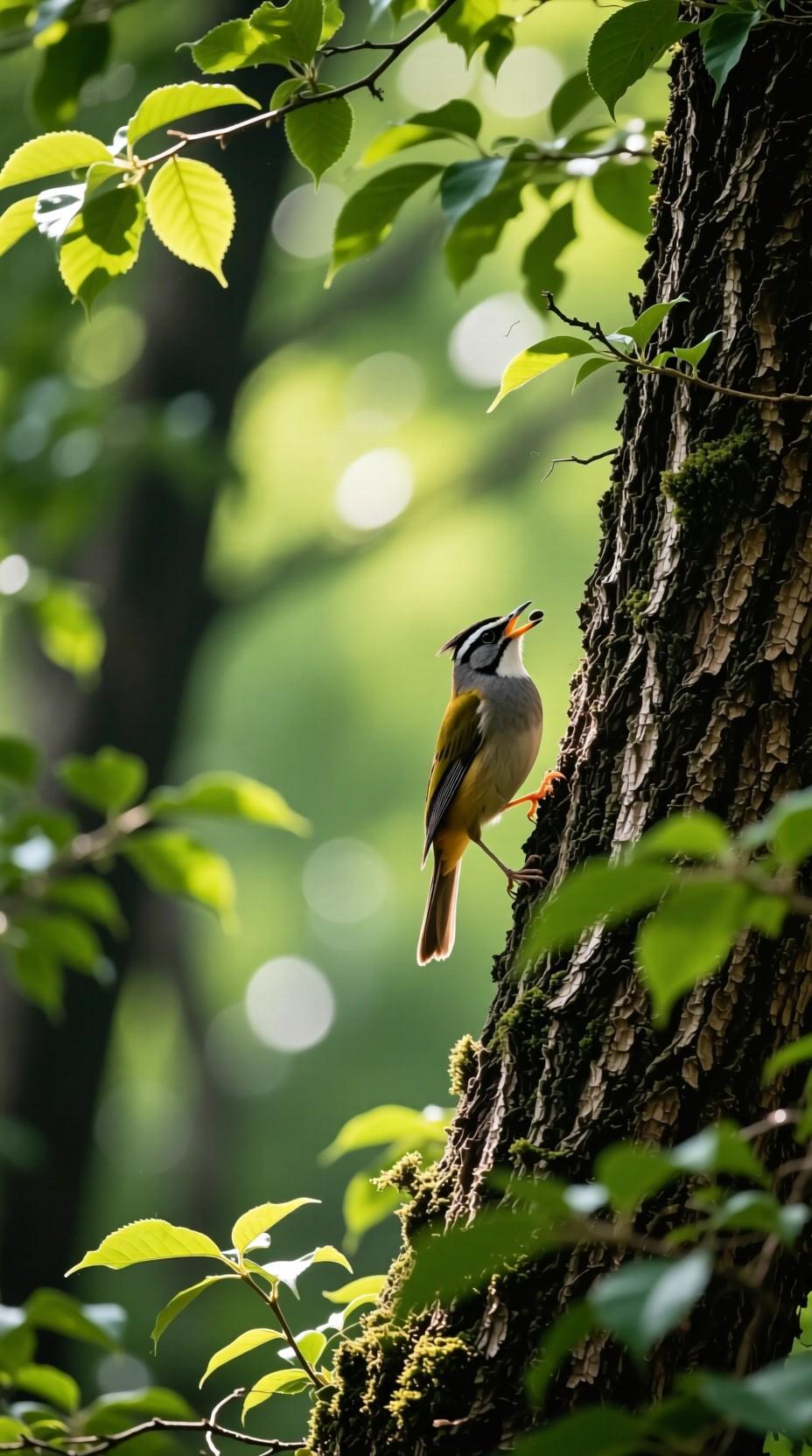 下联：林下听鸟鸣