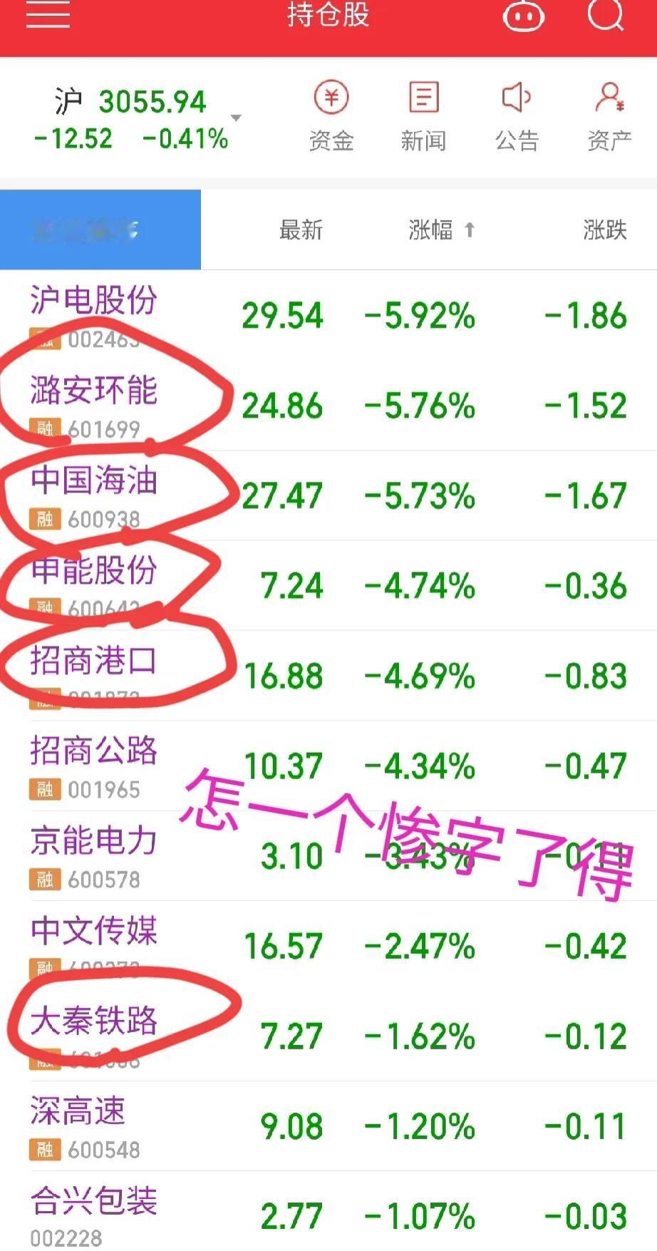 为什么就我亏钱?可怜虫!

大家都赚嗨了，为什么就我亏!
昨天才买的海油和申能和