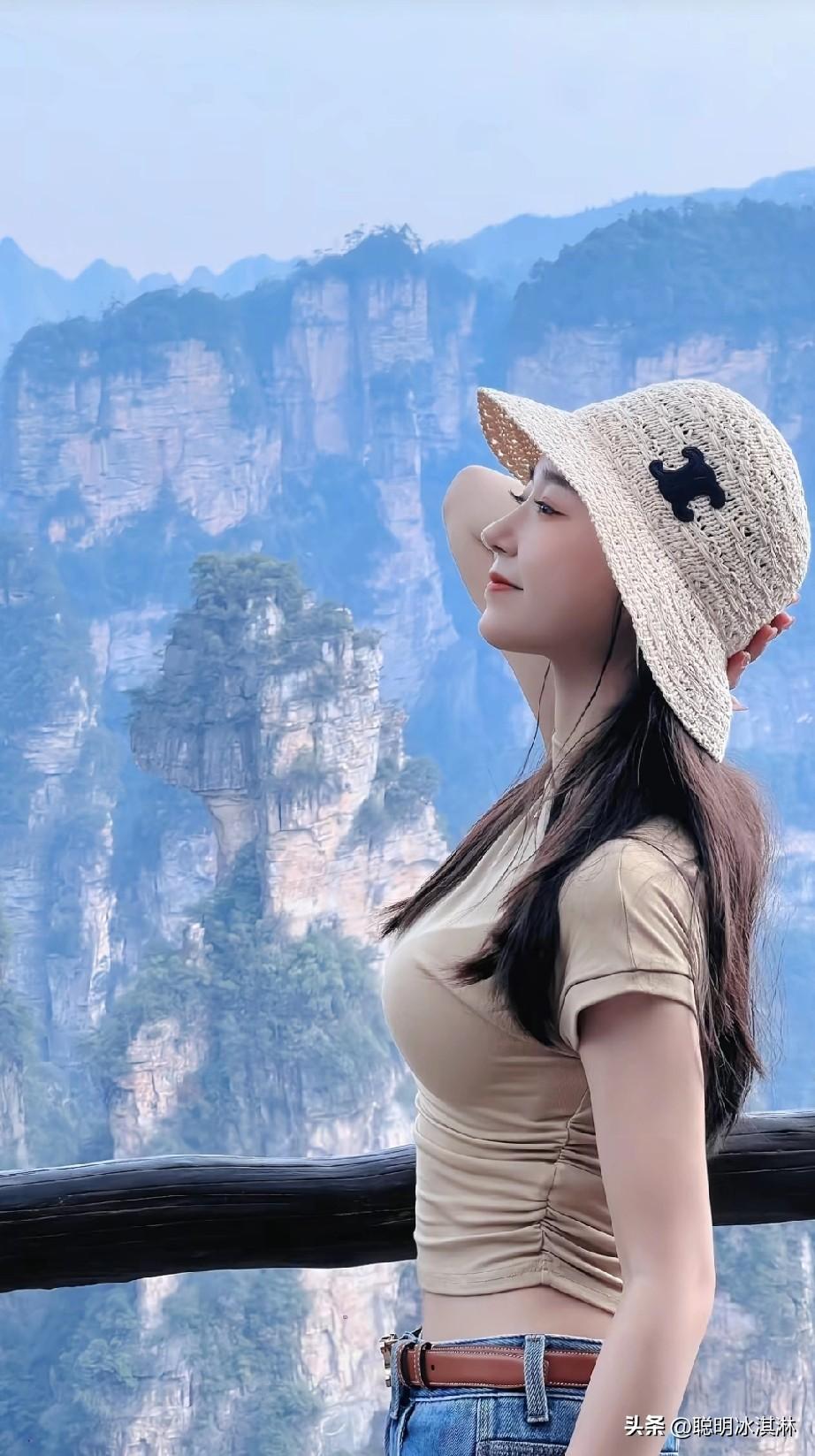 山间少女，风景如画，感受大自然的美好！