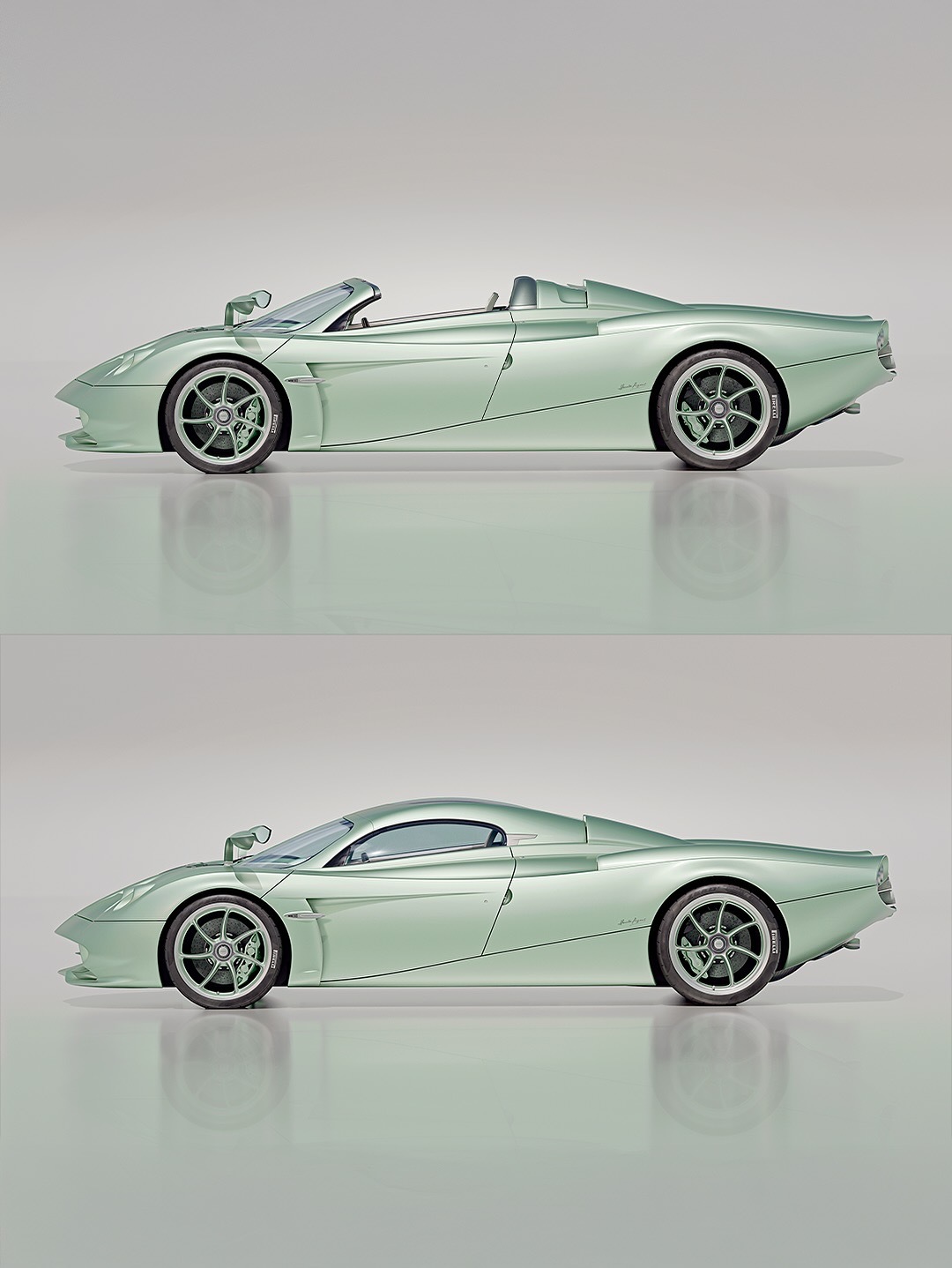 Huayra Codalunga Speedster发布，全球限量10台。绿色是