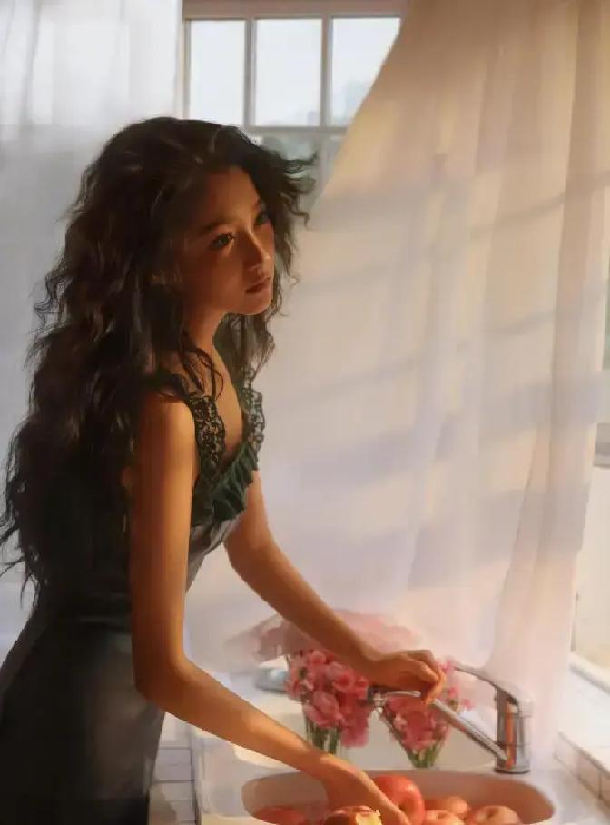 关晓彤一夜长大
 
26岁，她第一次把刘海全梳上去，镜头里没一点孩子味。
 
真