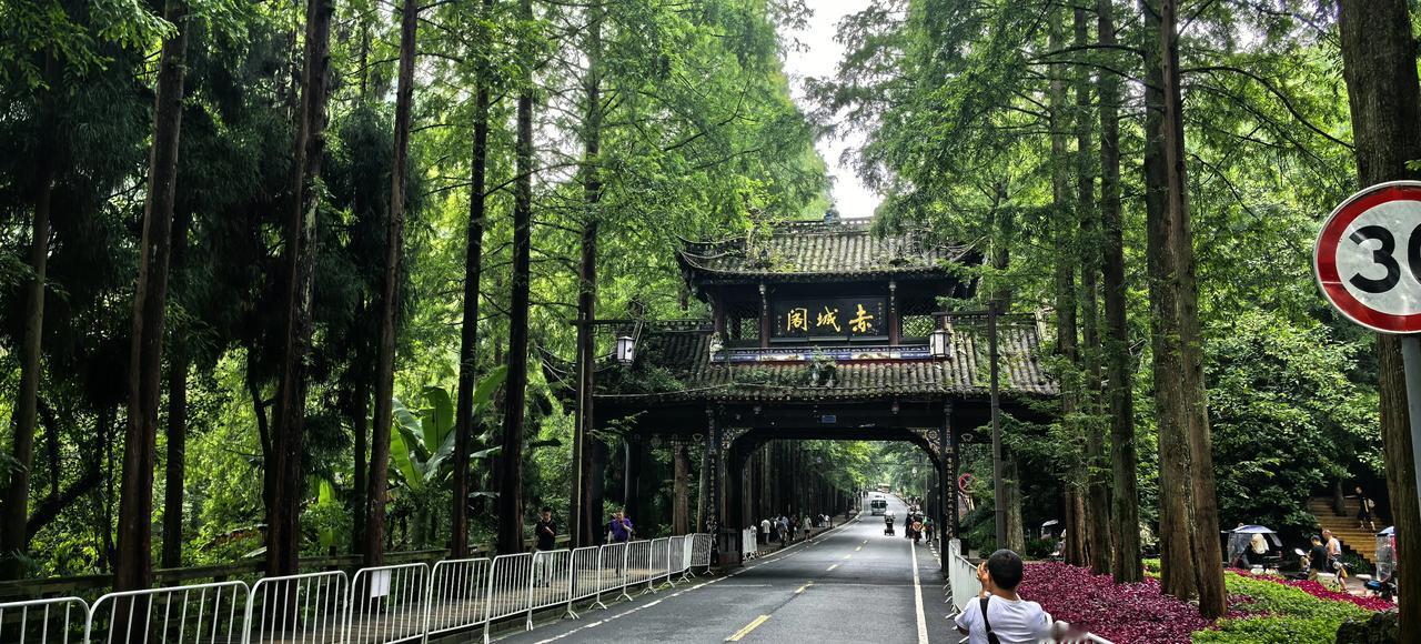 访道青城山
烟云舒卷绕青城，
紫气金光透翠屏。
一入洞天即近道，
村夫如我亦低声