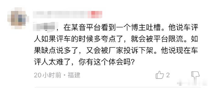 可以理解为，车评人过去的日子过得太爽了，现在处于反噬阶段 