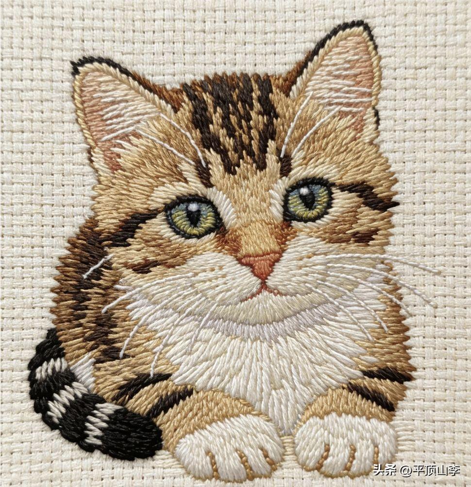 最近真是迷上了十字绣，一拿起针线就欲罢不能。你瞧瞧我这刚完工的小花猫，啧啧啧，这