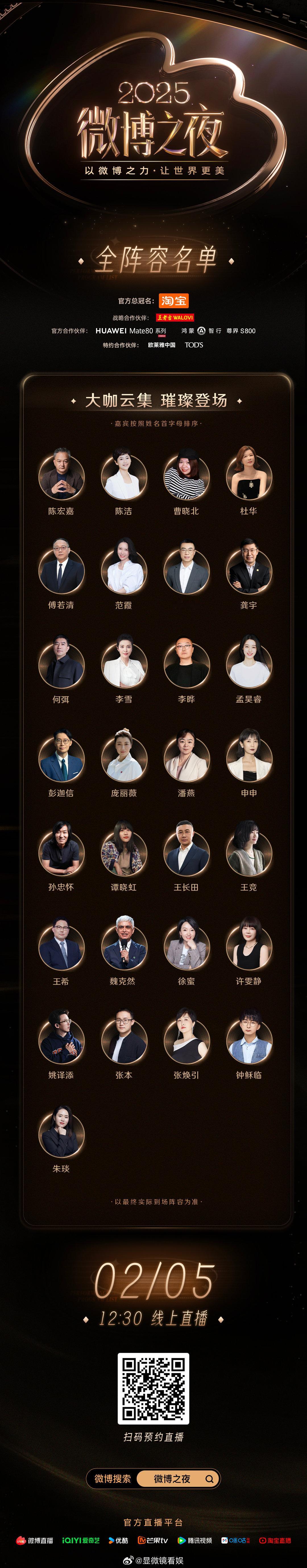 2025微博之夜全阵容名单重磅揭晓 ！群星闪耀云集、体坛、电竞、社会热点人物悉数