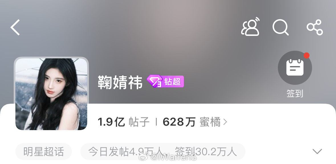 鞠婧祎个人超话签到人数目前已破30w了，真的好火呀！🔥鞠婧祎超话 ​​​