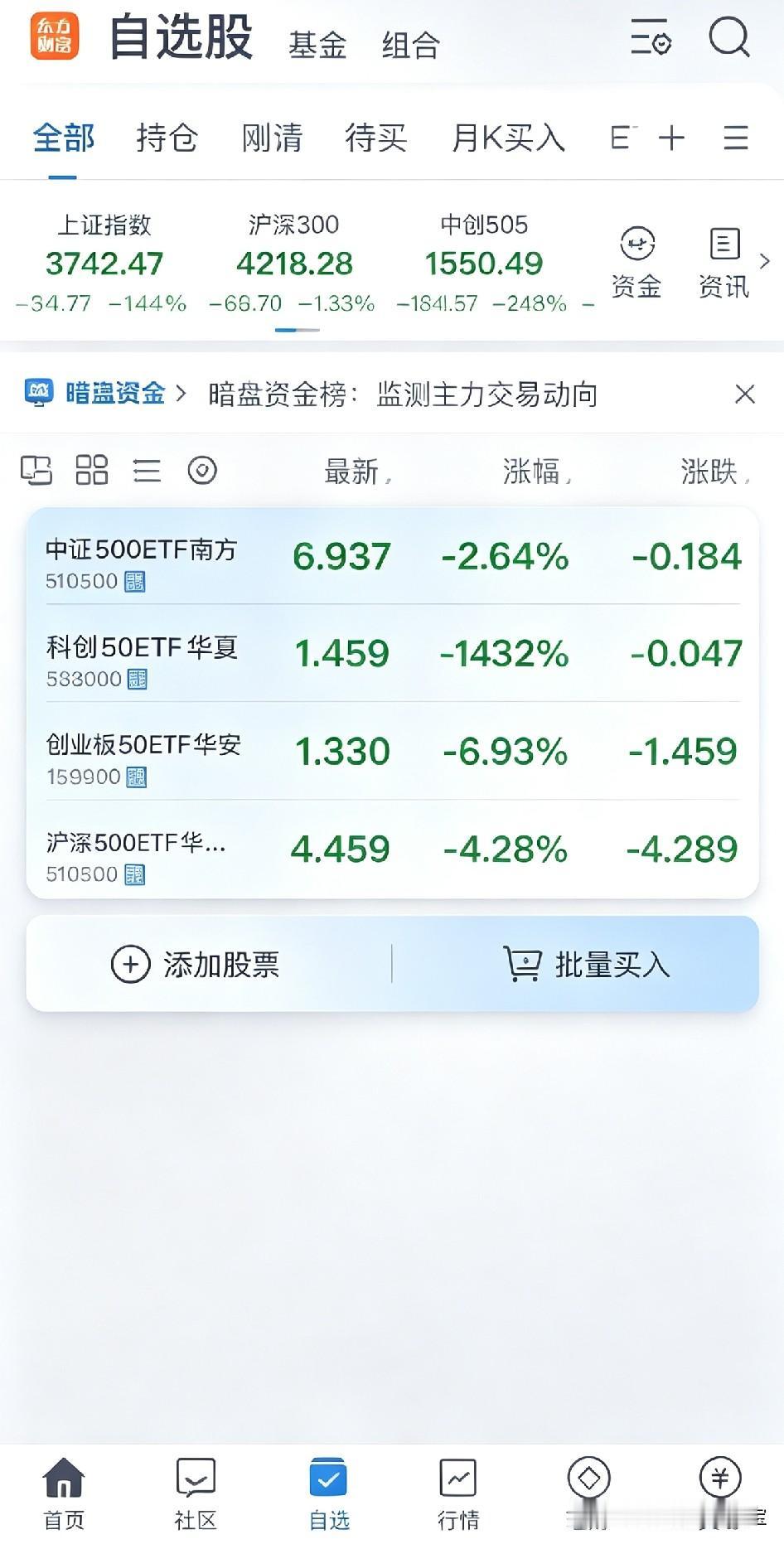 今天股市跌得太惨了，我在这里给大家说句良心话：友友们，不要试图抄底！如果已经出来