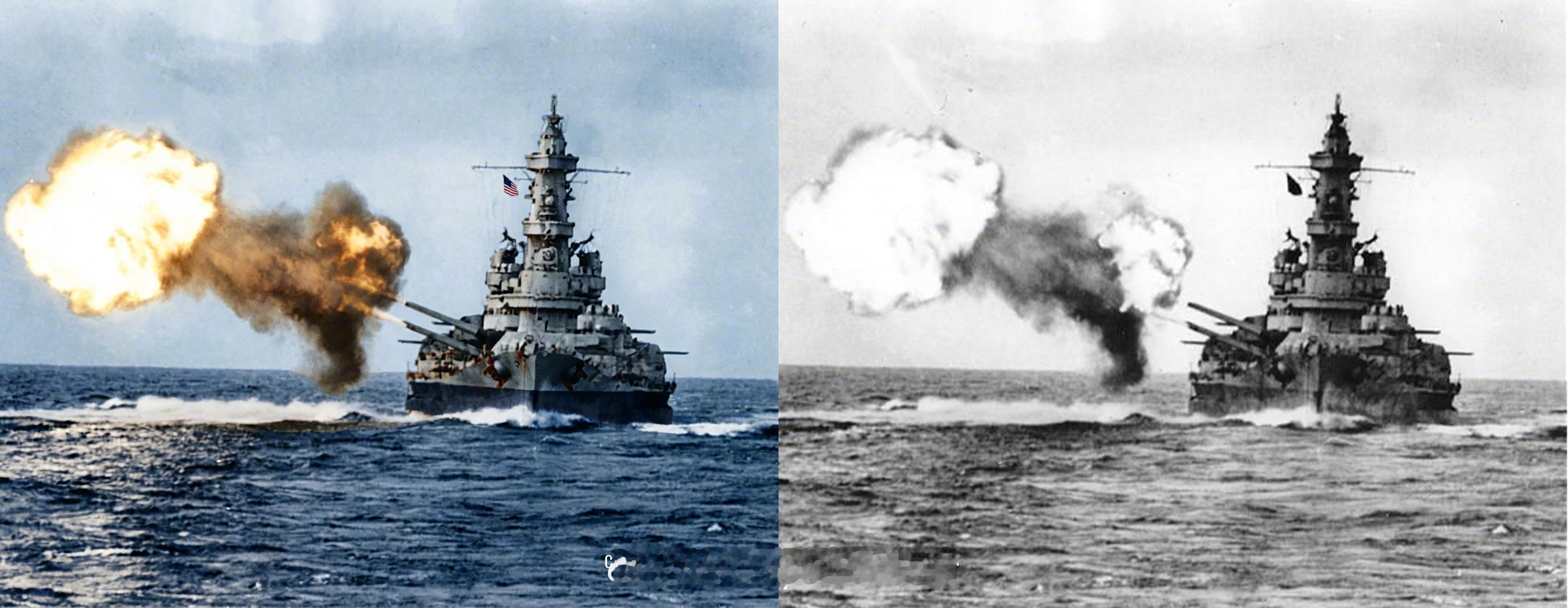 烽火问鼎计划照片中的历史 1943年，美国海军南达科他级战列舰阿拉巴马号（BB-