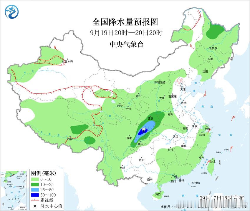 【耐久的秋雨】昨晚到今天，华西一带的降雨向东扩展，湖北多地也出现了大雨-暴雨。而