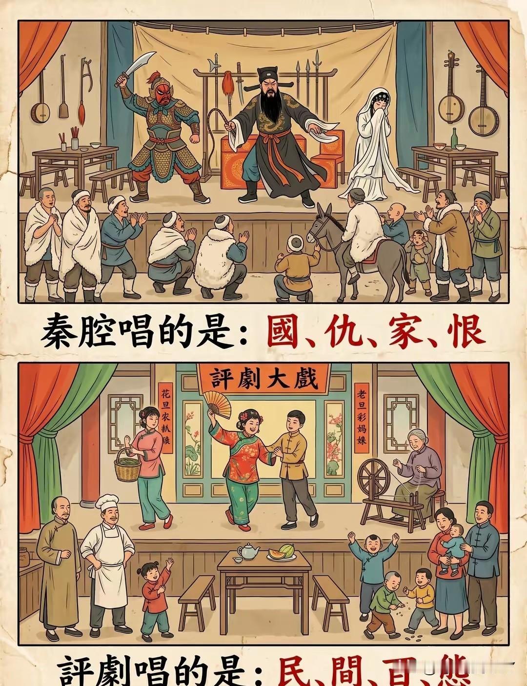 清朝皇家喜欢京剧，喜欢老百姓忠君报国。
山西陕西那边，古战场多，古都多，所以他们