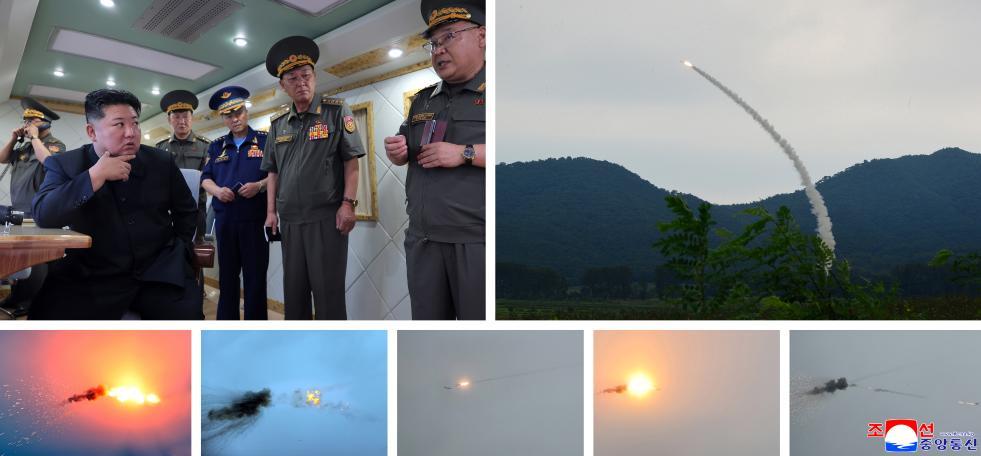 【#朝鲜试射两种新型防空导弹#】据朝中社24日报道，朝鲜导弹总局23日试射新型防
