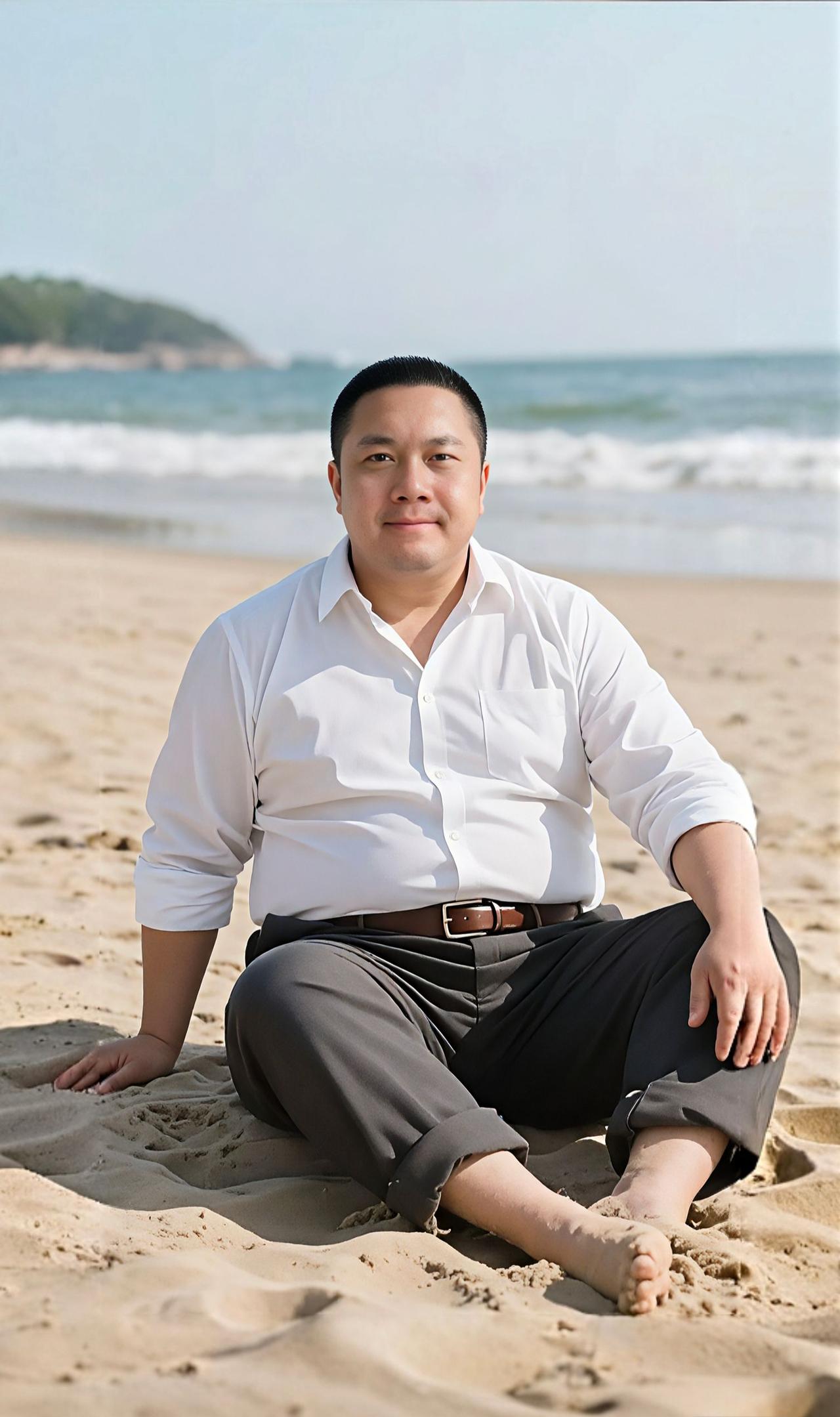 海边拍照 男人的一生太难了 气质大叔 这就是男人的一生
