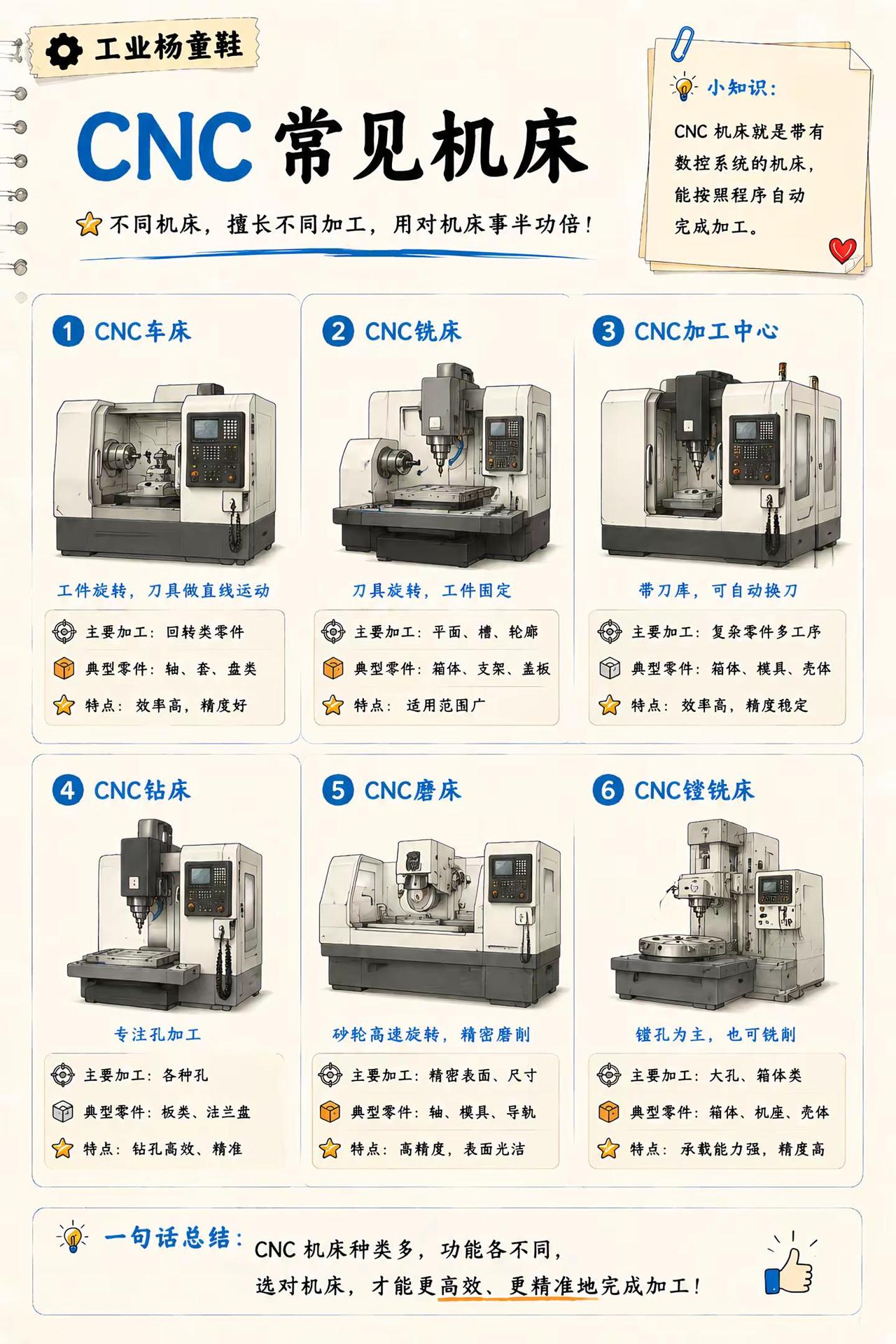 cnc常见机床一览。cnc加工中心 cnc加工 cnc编程 数控加工
