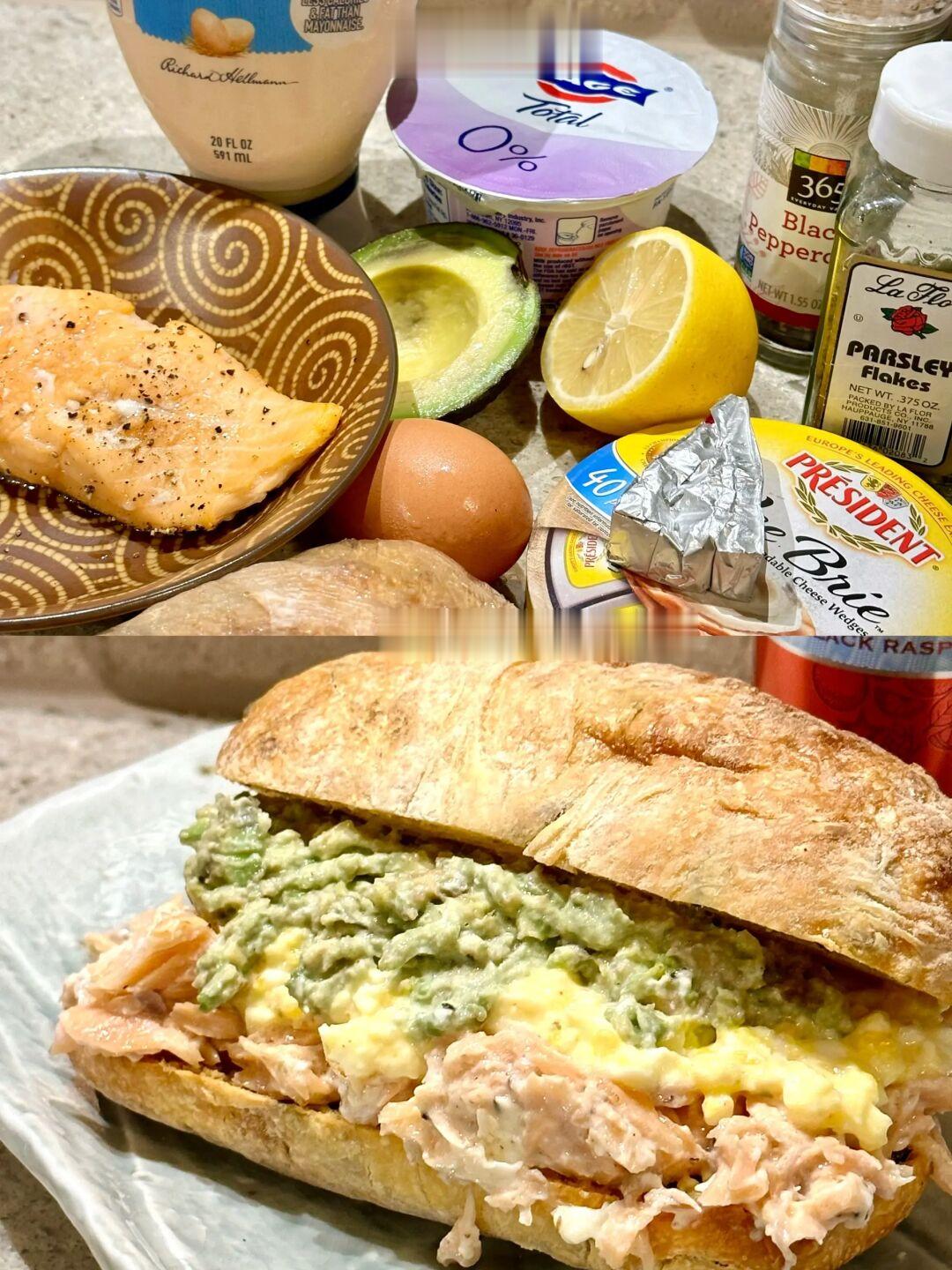 分享我的大满足三明治🥪高蛋白酱多多🥑🍣🍳
