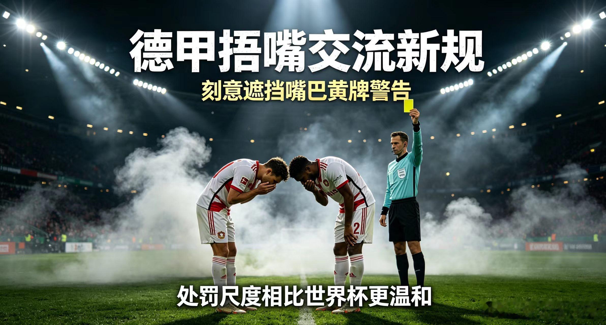 德甲联赛官宣消息，新赛季将试行“捂嘴交流”新规。球员在赛场刻意遮挡嘴巴沟通会被出