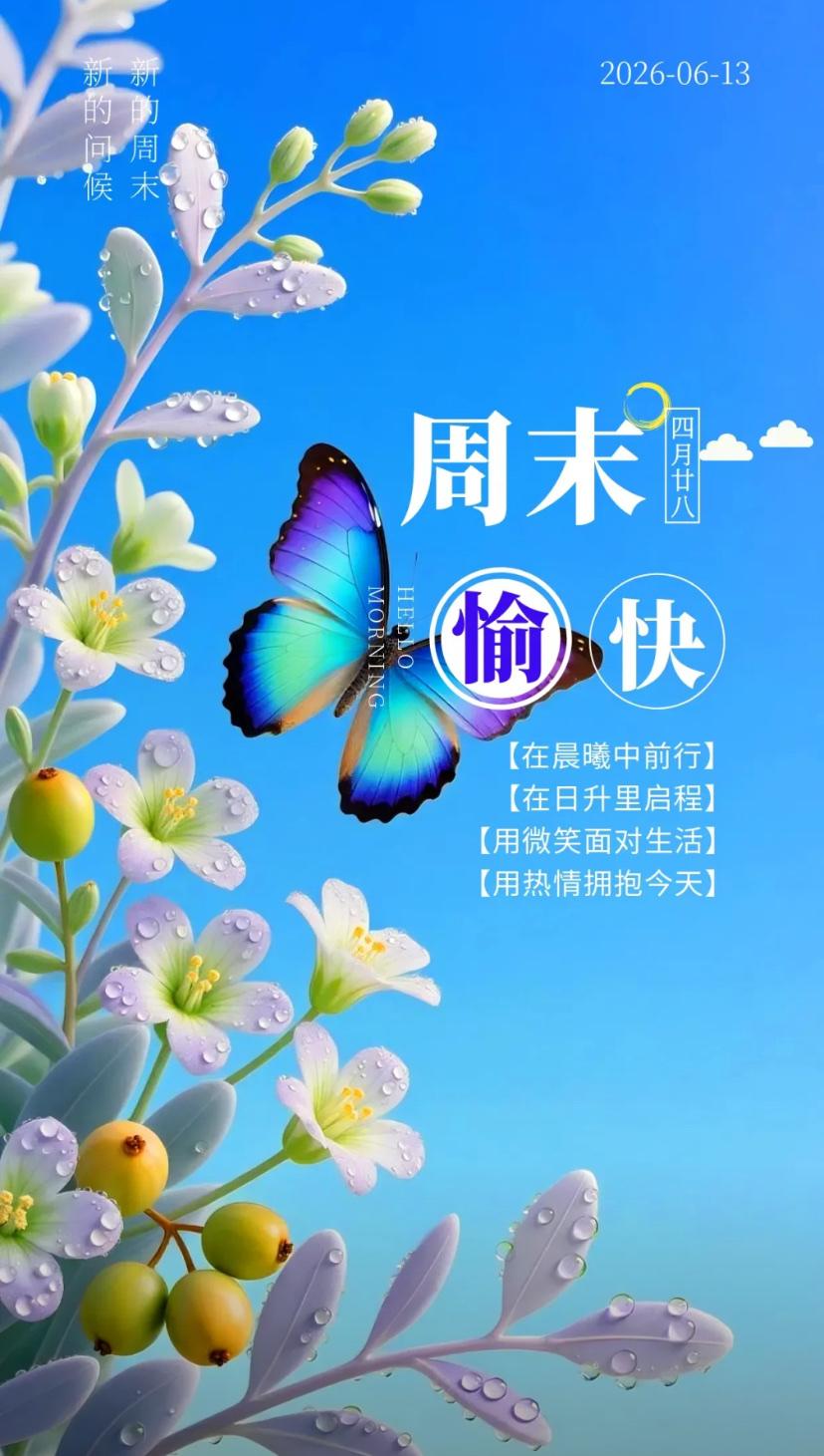 夏晨问安，一塘荷色添诗意，身伴安然送吉祥。
2026./06.13.
[微风][