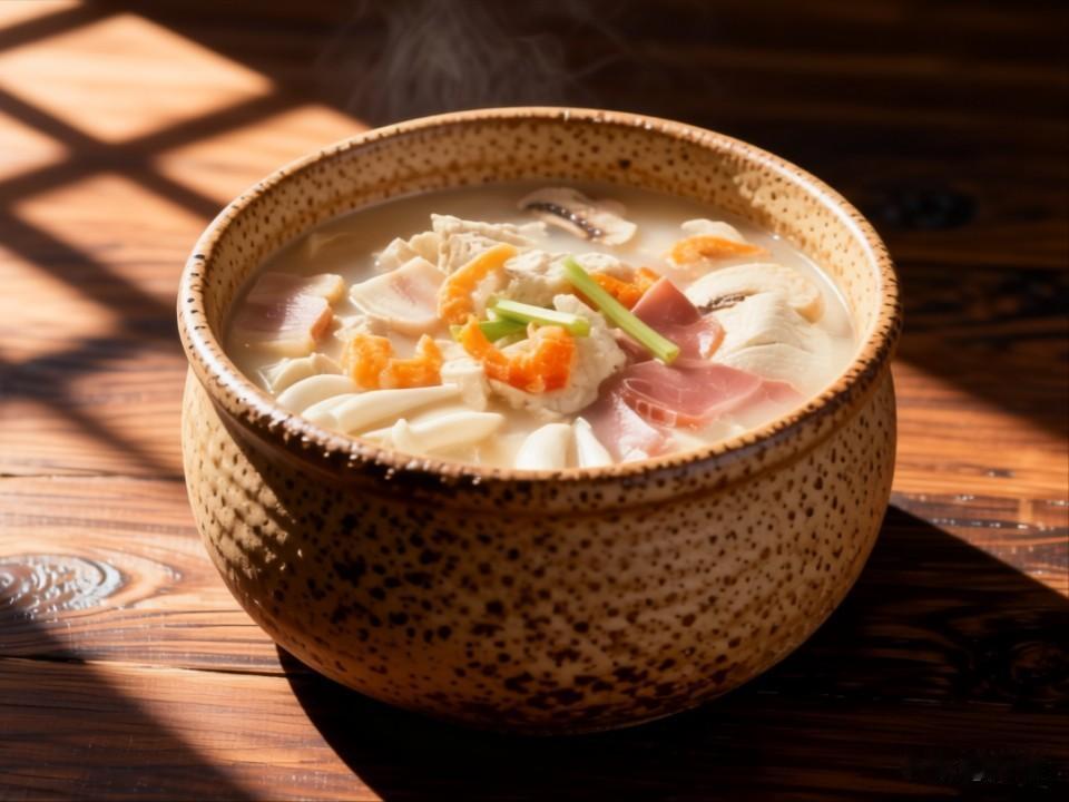 金华火腿老豆腐

【食材准备】

主料：老豆腐 1块（约300克，切2厘米方块）