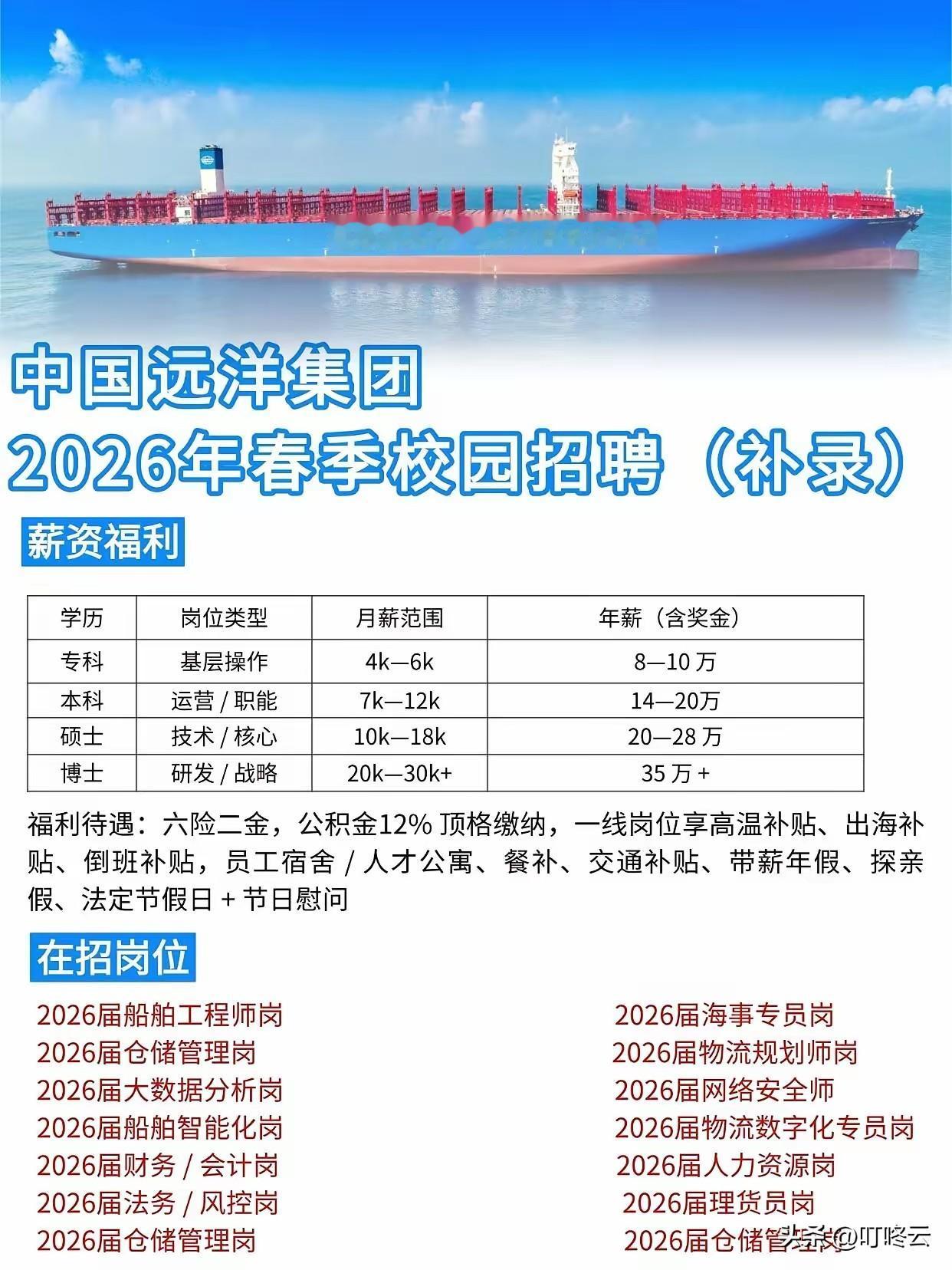 央企正编补录开启，抓住最后机会！🚢中远春招补录来袭！应届生捡漏央企黄金机会✨速